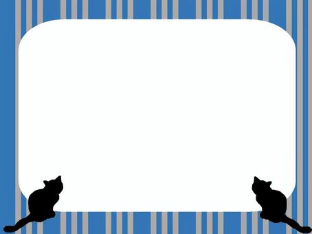 猫とトリプルストライプ1 猫,トリプルストライプ,フレーム,青,シンプル,冬のイラスト素材