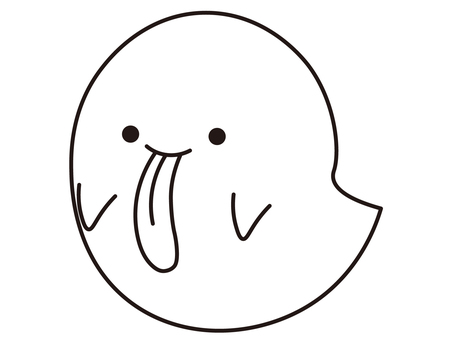 白いおばけ おばけ,白黒,線画,シンプル,アイコン,ワンポイント,素材,イラスト,幽霊,ゴーストのイラスト素材