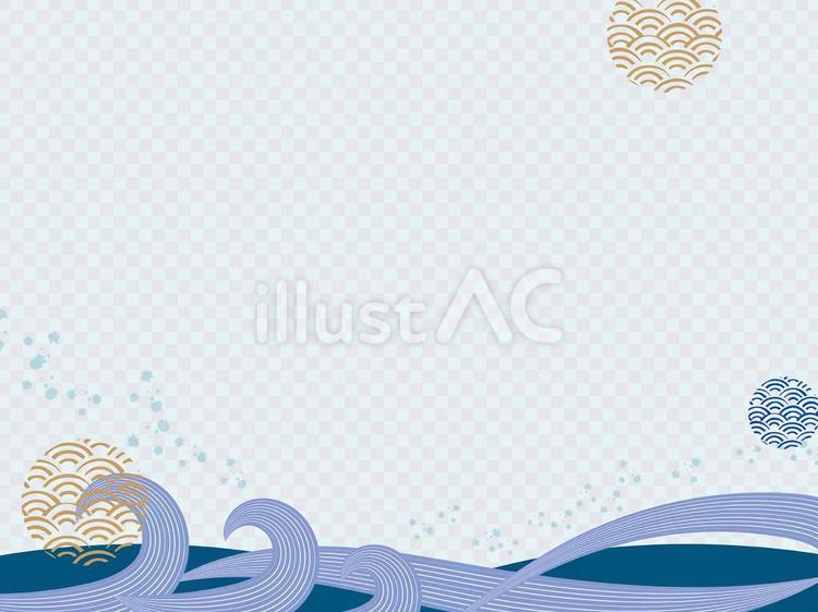 青海波をあしらった波の和風背景2 青海波,波,和風のイラスト素材