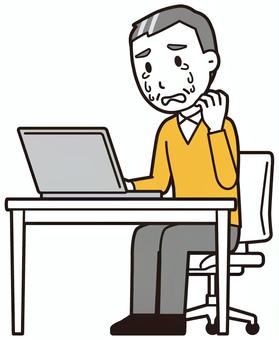 ニット中年男性(黄)-169-全身