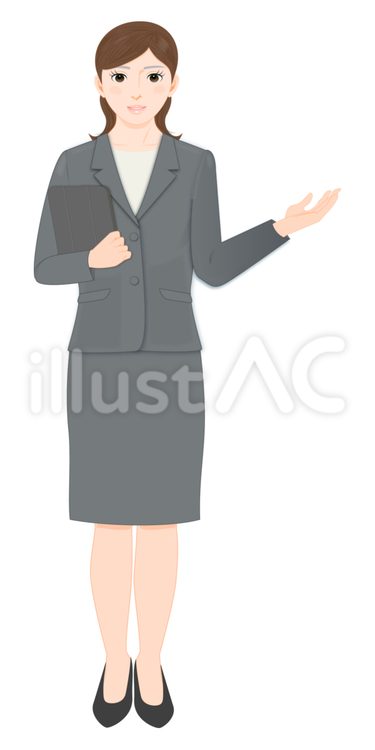 案内をするスーツの女性 人物,全身,人のイラスト素材