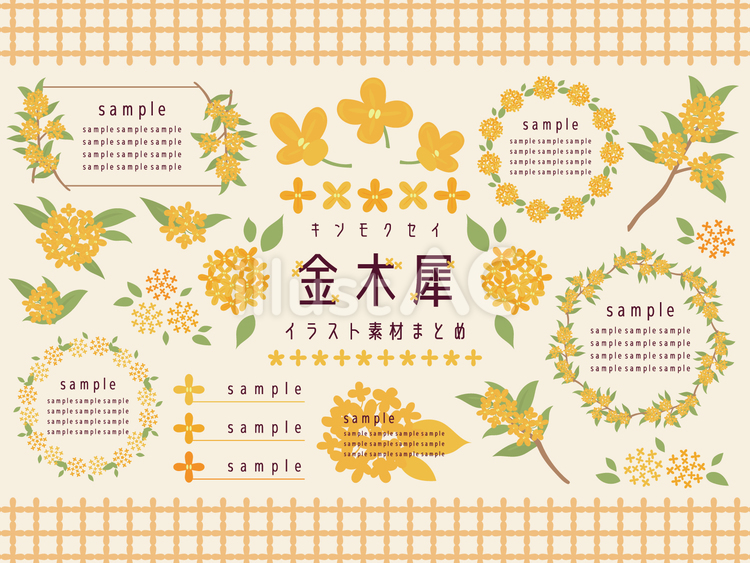 金木犀　イラスト素材まとめ 金木犀,花,秋のイラスト素材