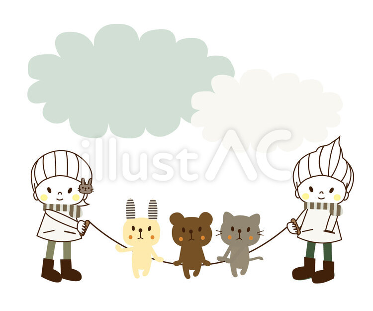 pu-3friendなわとび 仲間,友だち,空のイラスト素材