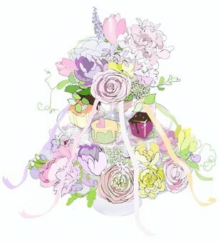 Flower and cake stand, flower, cake, celebration, JPG and PNG