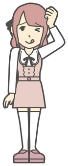  量産型女子-268-全身 てへぺろ,笑顔,地雷系,女性,女の子,ツインテール,量産型,人物,かわいい,微笑むのイラスト素材