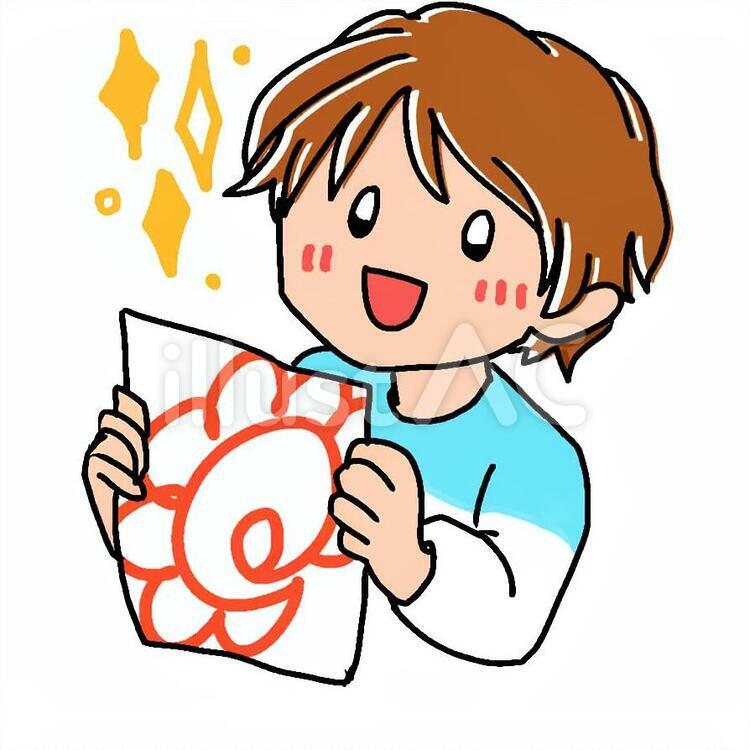 花丸の男の子 手書き,男の子,花丸のイラスト素材