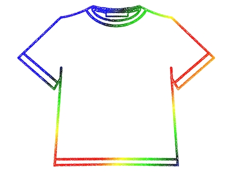 Tシャツのフレ−ム　輪郭　虹色 tシャツ,フレ−ム,ポストカード,メッセージカード,飾り枠,あしらい,輪郭,シンプル,グラデーション,虹色のイラスト素材