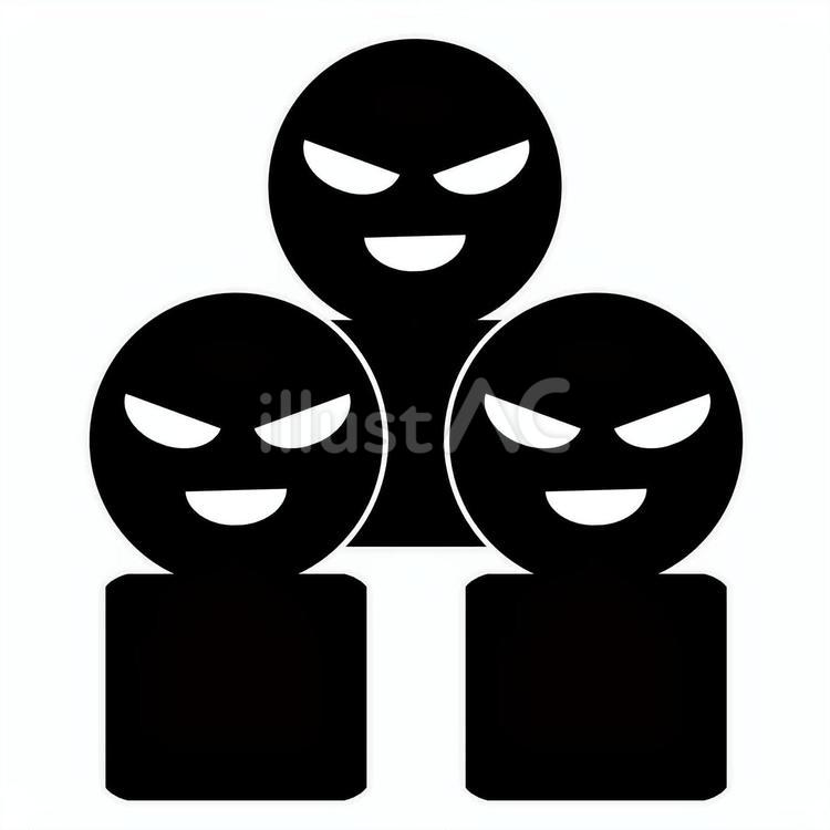 悪党シルエット 悪人,顔,犯罪者のイラスト素材