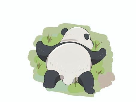 パンダ(うつ伏せ) パンダ(うつ伏せ) ジャイアントパンダ,オオパンダ,パンダ,動物,中国,うつ伏せのイラスト素材