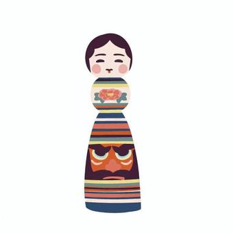 津軽系こけし こけし,津軽こけし,伝統工芸品,民芸品,郷土玩具,木製人形,東北地方,青森県,日本文化,おみやげのイラスト素材