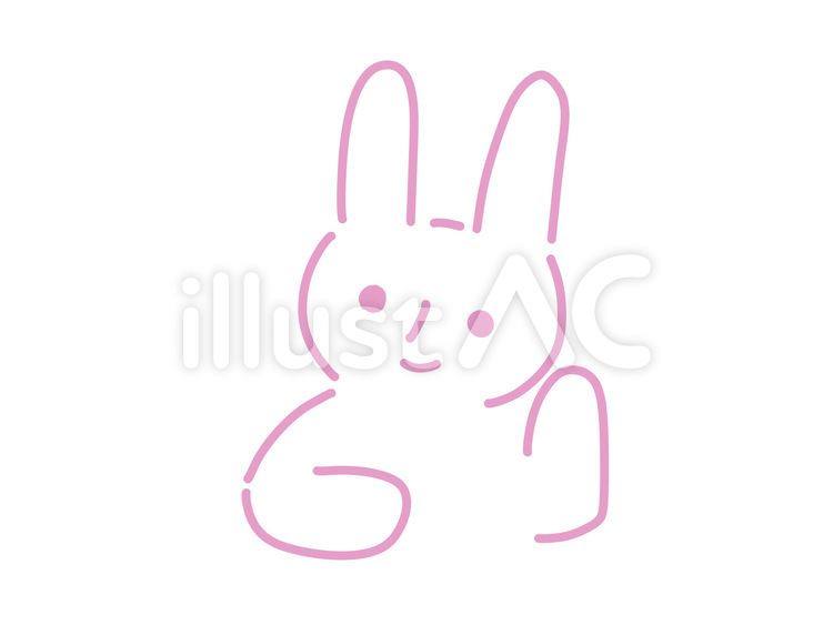 頬杖　うさぎさん 手描き,デフォルメ,うさぎのイラスト素材