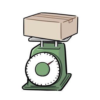 上皿はかりで荷物をはかるイラスト 上皿はかり,荷物,発送,はかる,計量,重さ,重い,宅配,宅配便,出荷のイラスト素材