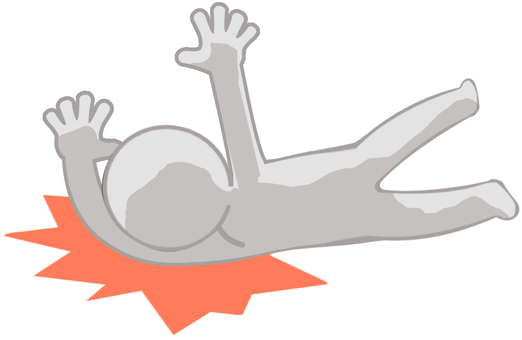 倒れて身体を強打した人物のイメージ 倒れる,転倒,強打,転ぶ,全身,痛い,ケガ,事故,衝撃,人物のイラスト素材