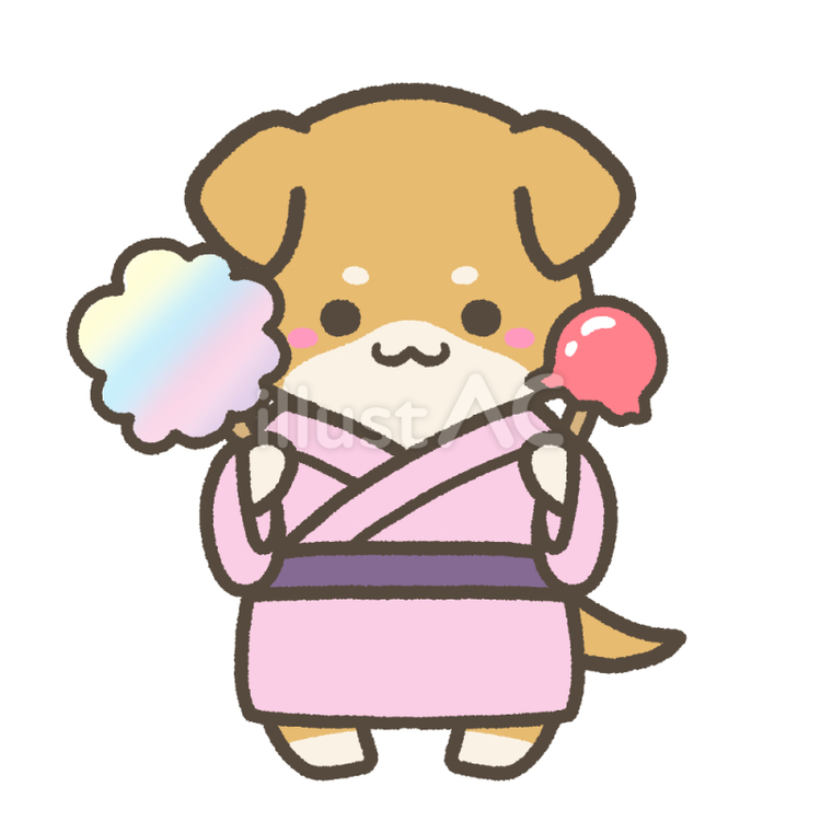 子犬と夏祭り 夏,祭,犬のイラスト素材
