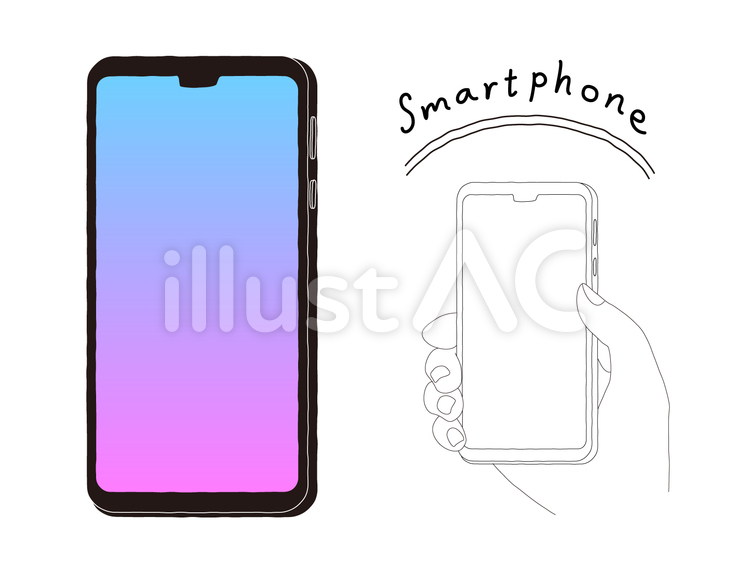 スマートフォン線画 スマホ,線画,スマートフォンのイラスト素材