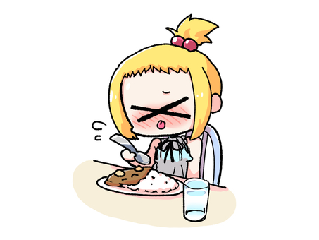 思ったよりカレーが辛かった女の子 思ったよりカレーが辛かった女の子 女の子,キャラクター,キャラ,ちびキャラ,デフォルメ,かわいい,カレー,カレーライス,辛い,辛口のイラスト素材