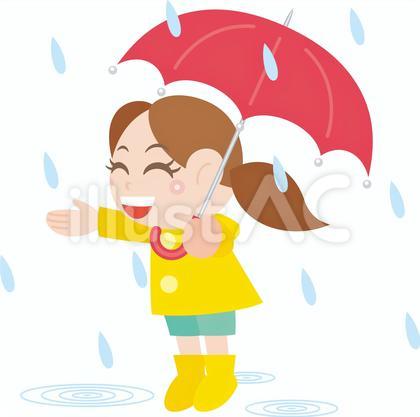 雨降り 傘をさす女の子