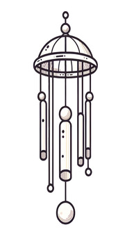 Living with wind chimes 6, campânula, alegre, verão, JPG, PNG and AI