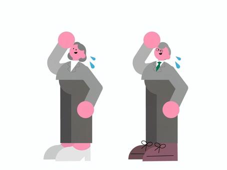 A set of sweaty senior men and women, JPG, PNG and AI A set of sweaty senior men and women, , JPG, PNG and AI