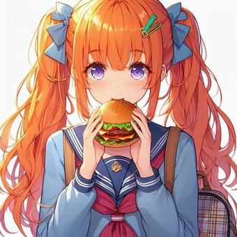学校帰りにハンバーガー