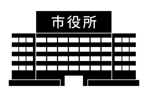 市役所 市役所,建物,施設,行政,市政,シルエット,黒のイラスト素材