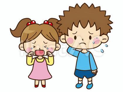 家族イラスト_兄妹喧嘩_全身
