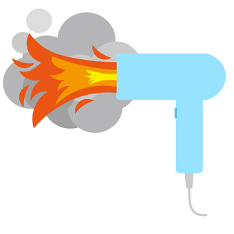 ドライヤーが火を吹く ドライヤー,火事,煙,燃える,火,漏電,ファイヤー,炎,危ない,火災のイラスト素材