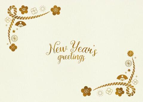 Japanese style frame 007 New Year golden color, lunar month, new year's card, background, JPG, PNG and AI