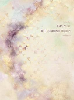 Watercolor and gold leaf checkered Japanese background 349, JPG, PNG and AI Watercolor and gold leaf checkered Japanese background 349, , JPG, PNG and AI