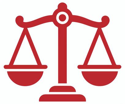 天秤のアイコン 赤 天秤,はかり,比較,バランス,法律,正義,平等,公正,重さ,比べるのイラスト素材