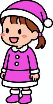 ピンクのサンタコスの女の子です。