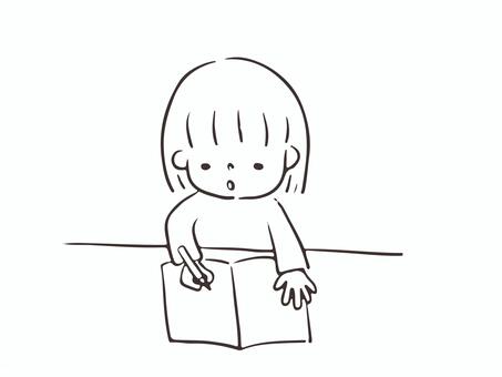 宿題をする子供 勉強,宿題,学習,子供,小学生,考える,学ぶ,女の子,自宅,頑張るのイラスト素材