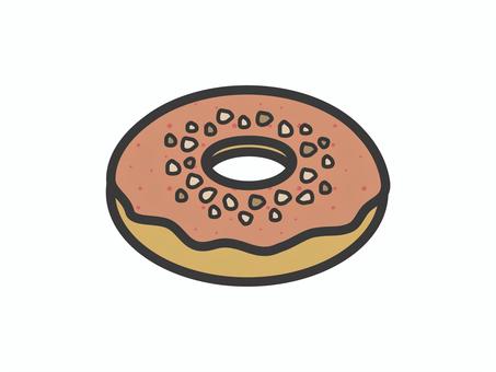 ドーナツ（チョコナッツ）02 ドーナツ,お菓子,チョコ,スイーツ,ナッツ,食べ物,アイコン,マーク,シンプルのイラスト素材