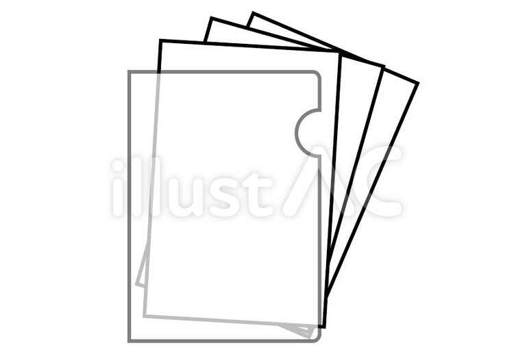 クリアファイルと紙 クリアファイル,紙,書類のイラスト素材