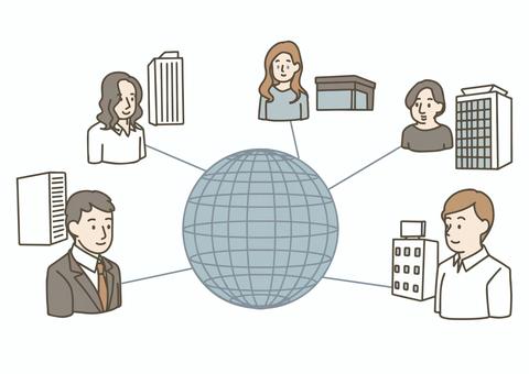 グローバルネットワークとダイバーシティ ビジネス,ビジネスマン,ビジネスウーマン,サラリーマン,働く人,会社員,グローバル,ダイバーシティ,多様性,国際化のイラスト素材