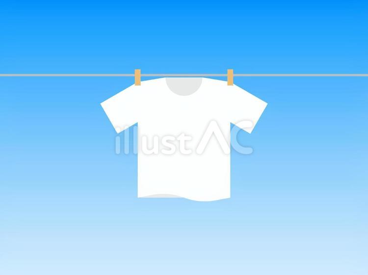 晴れの日に干されたTシャツ・洗濯物 tシャツ,ファッション,物干しのイラスト素材