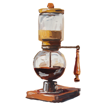 厚塗りコーヒーサイフォン コーヒー,カフェ,サイフォン,器具,ドリップ,抽出器具,レトロ,アンティーク,厚塗り,油絵風のイラスト素材