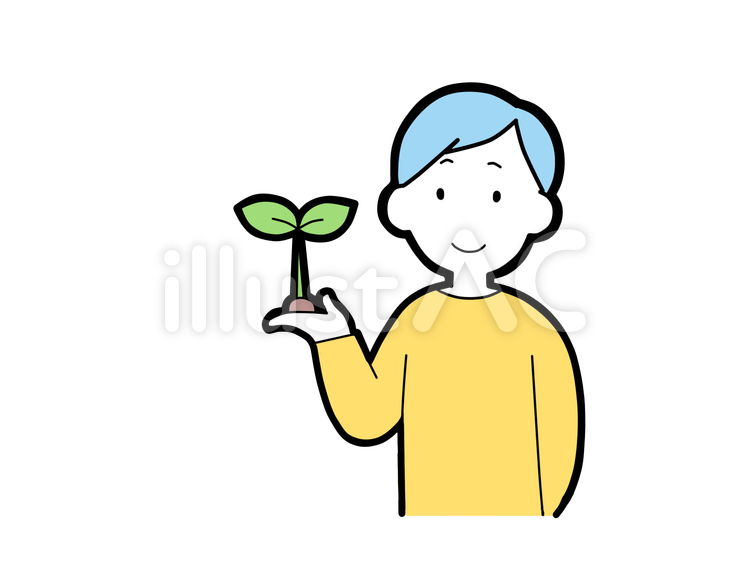 エコな男性 男性,エコ,植物のイラスト素材