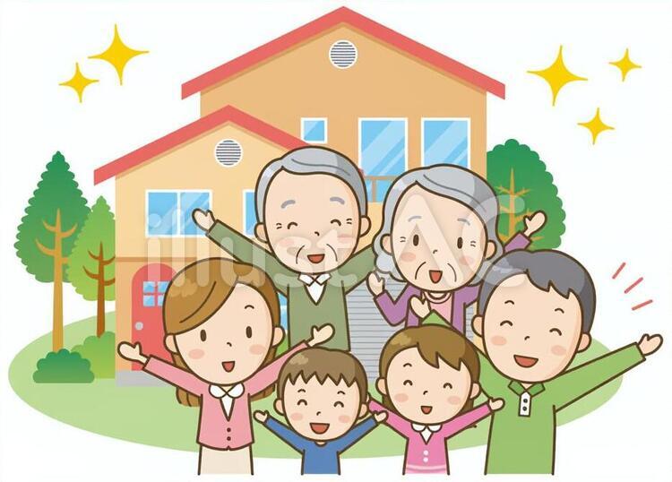 家族とマイホーム 家族,マイホーム,家のイラスト素材
