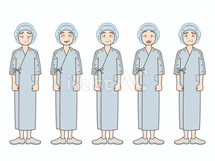 患者　男性　手術着 老人,高齢者,高齢のイラスト素材