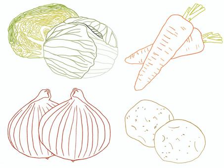 Vegetable set (line drawing color), JPG and PNG Vegetable set (line drawing color), , JPG and PNG
