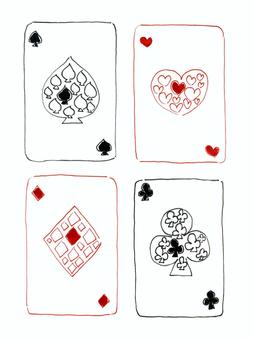 トランプ カード,ゲーム,絵札,スペード,ハート,ダイヤ,クローバー,手描きのイラスト素材