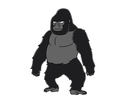 立つゴリラ ゴリラ,動物,霊長類,類人猿,二足歩行,筋肉,力強いのイラスト素材