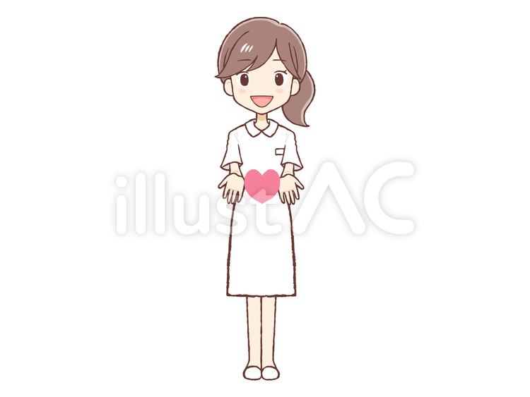 ハートを差し出す白衣の女性 ハート,女性,白衣のイラスト素材