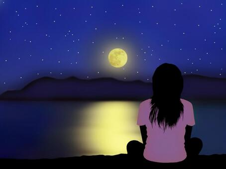 Illustration, JPG Illustration, moonlight bath, moonlight, full moon, JPG