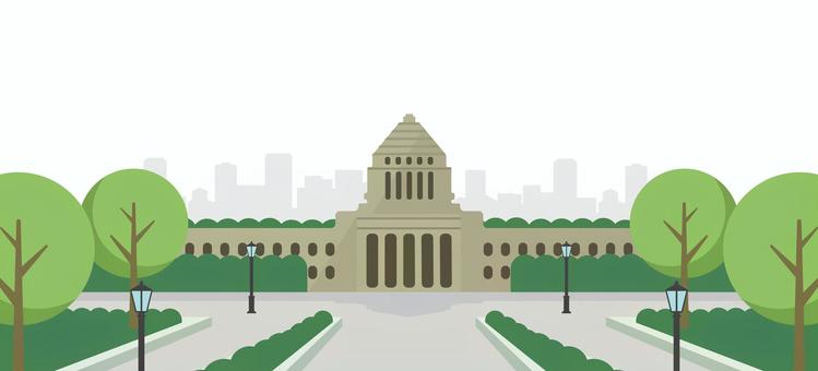 日本の国会議事堂　正面イラスト 国会議事堂,政治,日本,東京,議会,永田町,国会,参議院,衆議院,建物のイラスト素材