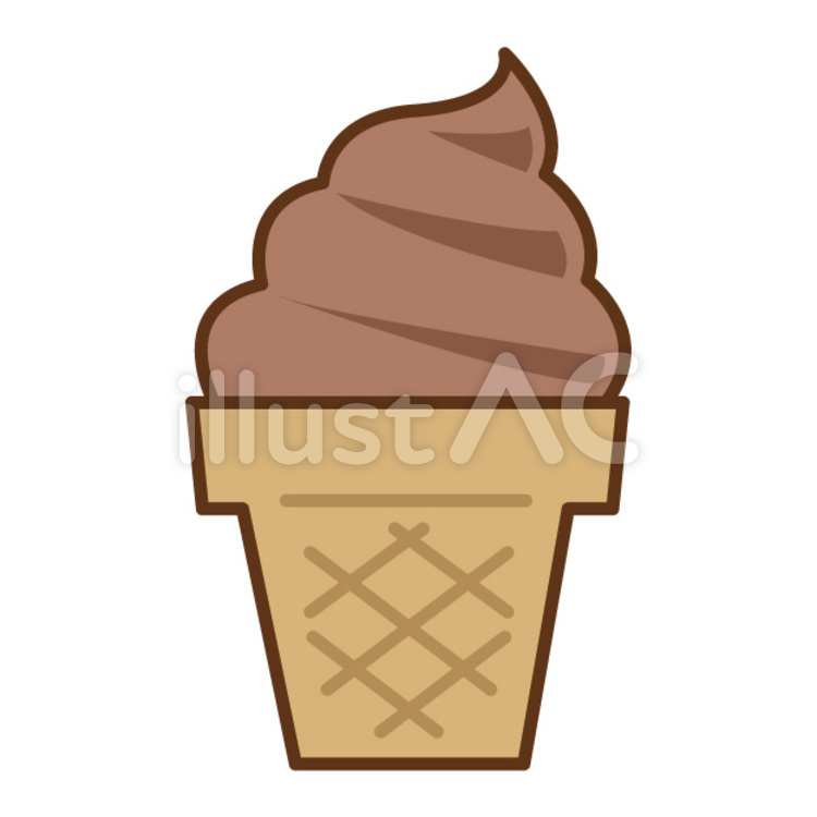 ソフトクリーム アイスクリーム,茶色,チョコのイラスト素材