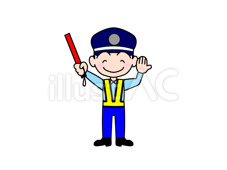 交通誘導をする男性警備スタッフ 警備,交通,警備員のイラスト素材