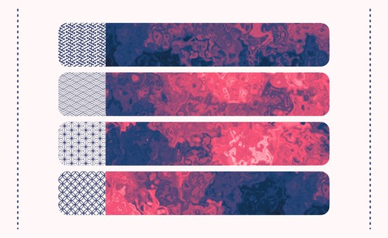 青とピンクのマーブルの和柄帯エレメント 和柄,帯,長方形,横長,模様,和,日本,麻の葉,青海波,七宝のイラスト素材