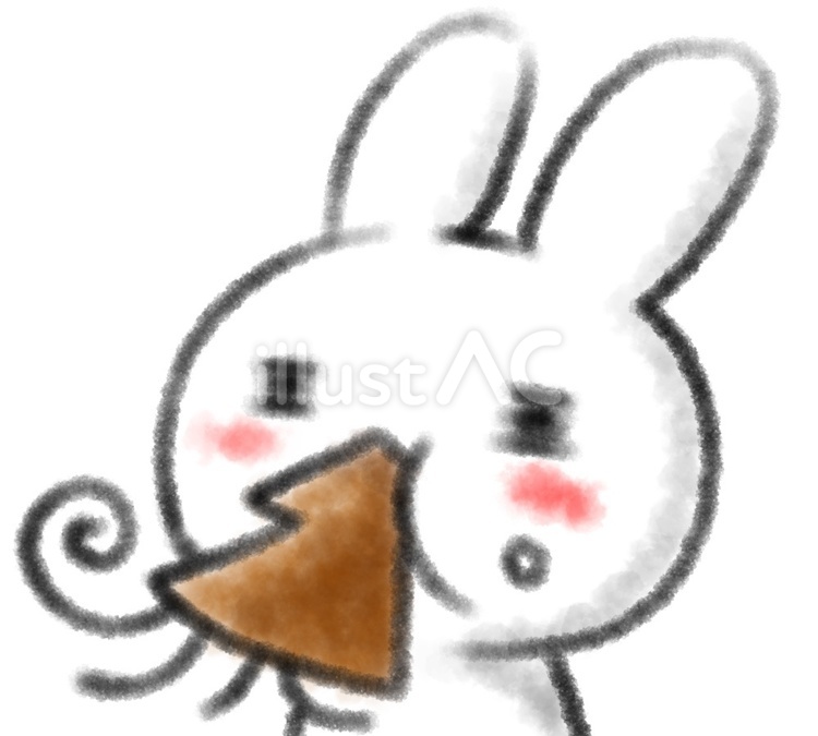 いかをくわえるうさぎ うさぎ,動物,可愛いのイラスト素材